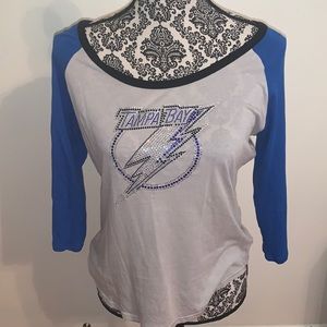 Bling Tampa Bay Lightening Scoop Neck 3/4 sleeve